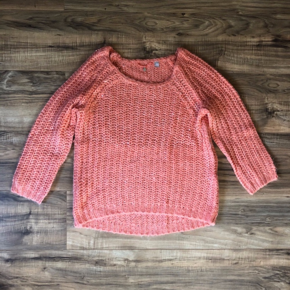 Anthro Knitted & Knotted Coral Sweater M